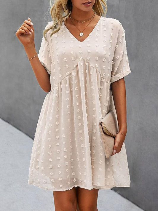 Chiffon Swiss Dot Babydoll Mini Dress for Women