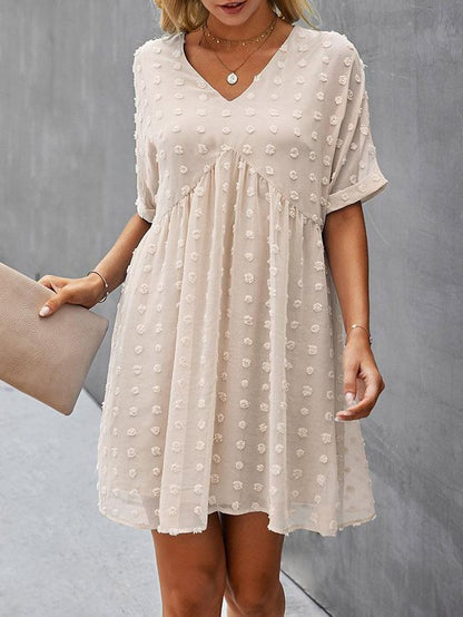 Chiffon Swiss Dot Babydoll Mini Dress - LuckyFash™