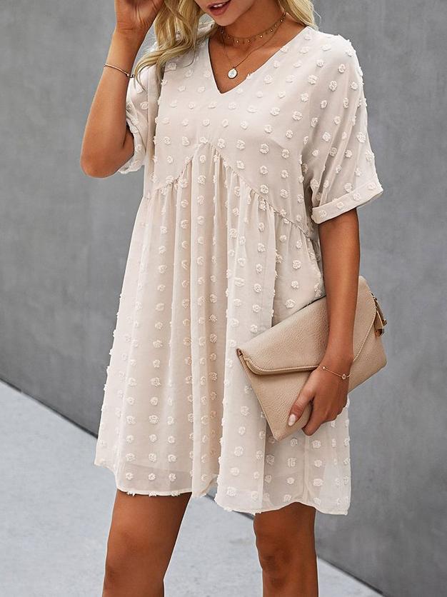 Chiffon Swiss Dot Babydoll Mini Dress - LuckyFash™