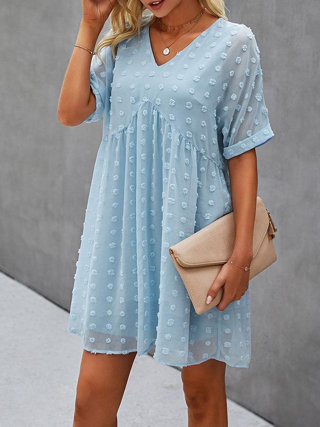 Chiffon Swiss Dot Babydoll Mini Dress for Women