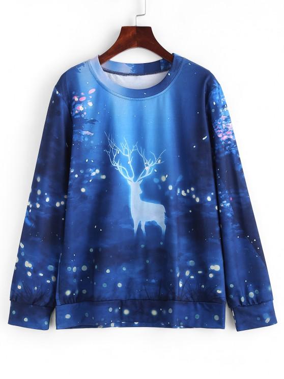 Christmas 3D Print Elk Casual Sweatshirt for Women