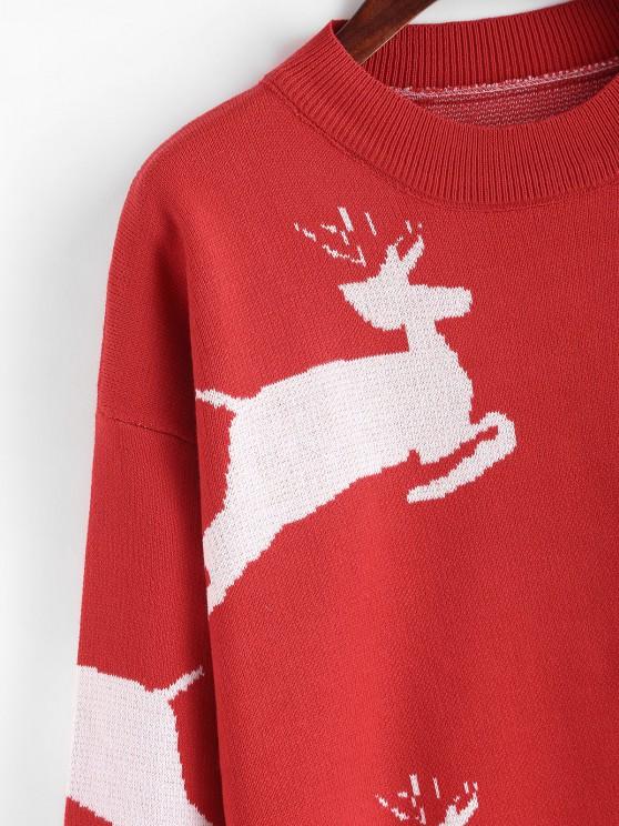 Christmas Elk Graphic Drop Shoulder Sweater - LuckyFash™