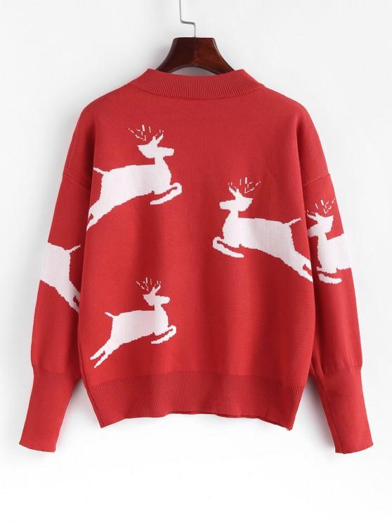 Christmas Elk Graphic Drop Shoulder Sweater - LuckyFash™