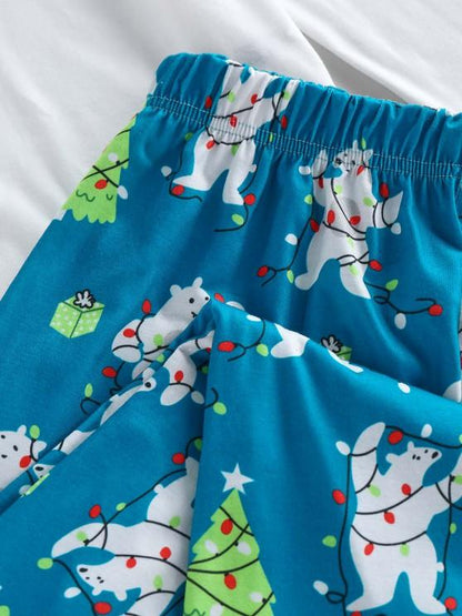 Christmas Tree Bear Light Print Lounge Pants Set - LuckyFash™