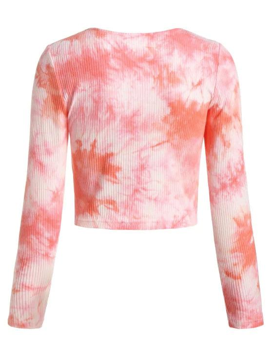 Cinched Tie Dye Ripped Crop Tee - LuckyFash™