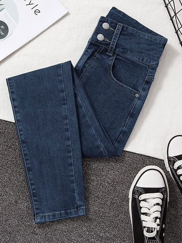 Classic Retro Women's Straight Denim Jeans for Spring and Fall