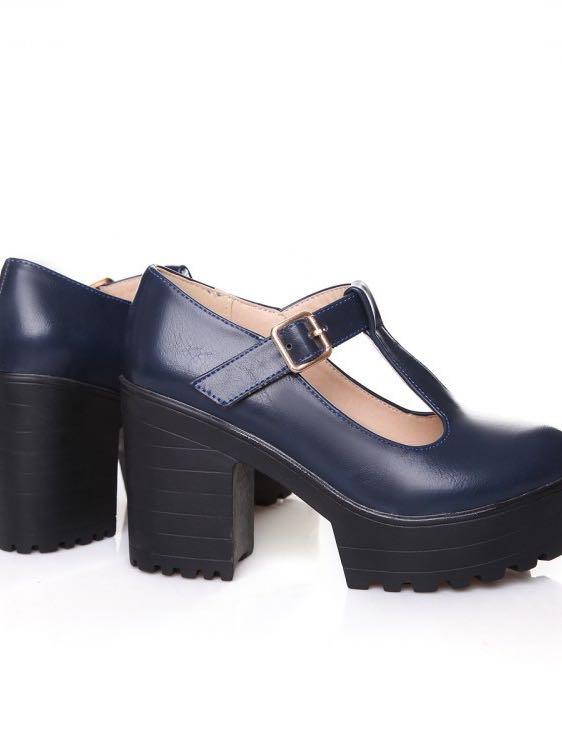 Cleated Shoe with Low Block Heel and T-Bar Strap - LuckyFash™