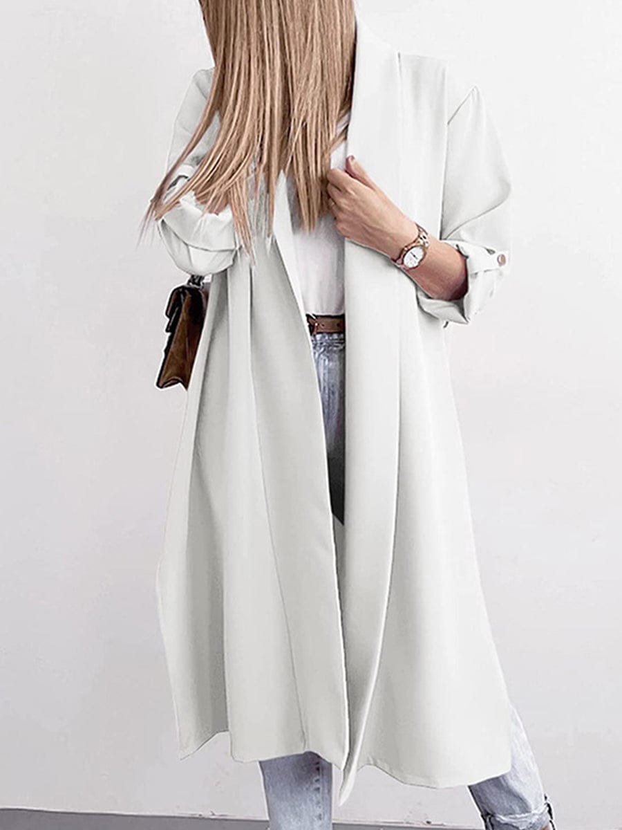MsDressly Coats Casual Loose Solid Color Three Quarter Sleeve Long Coat COA2305020013WHIS