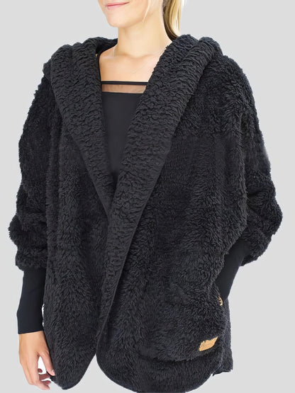 MsDressly Coats Fashion Furry Hooded Pocket Coat COA2111111298BLAS