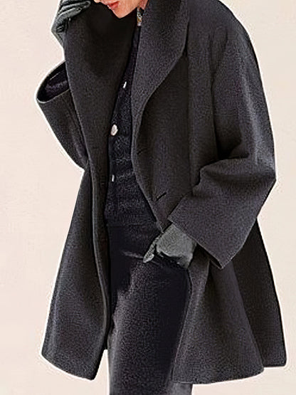 MsDressly Coats Loose Solid Button Hooded Woolen Coat COA2109161155BLAS