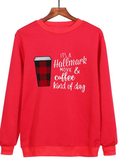 Coffee Print Heart Sweatshirt for Women