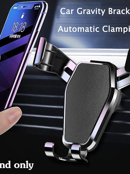Car Mobile Phone Navigation Bracket Gravity Phone Holder Air Vent Hook Clip for iPhone 14 13Pro Max Cellhone Stand In Car Mount GPS Support Xiaomi Samsung - LuckyFash™