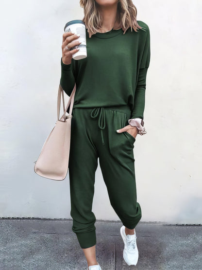 Color Long Sleeve Long Pants Pajamas Set