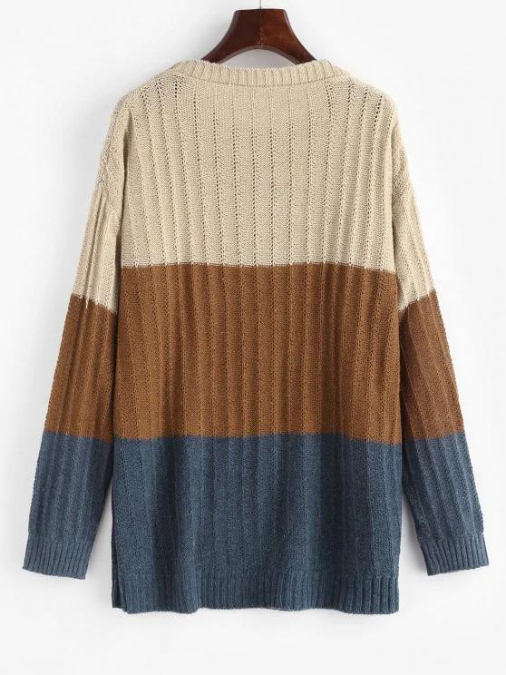 Colorblock Pointelle Knit Sweater - LuckyFash™