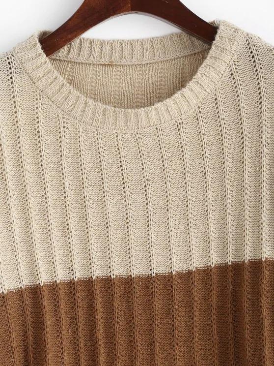 Colorblock Pointelle Knit Sweater - LuckyFash™