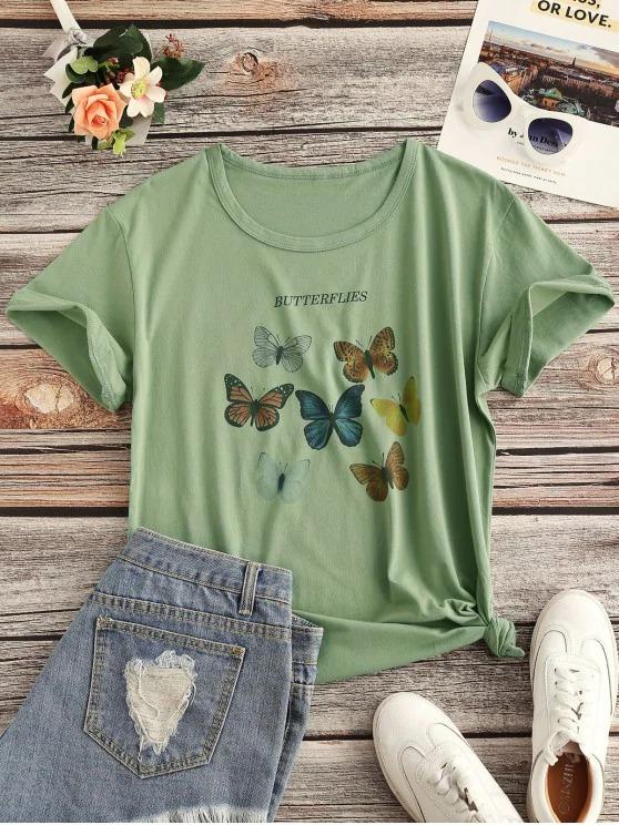 Colorful Butterflies Graphic T-shirt - LuckyFash™