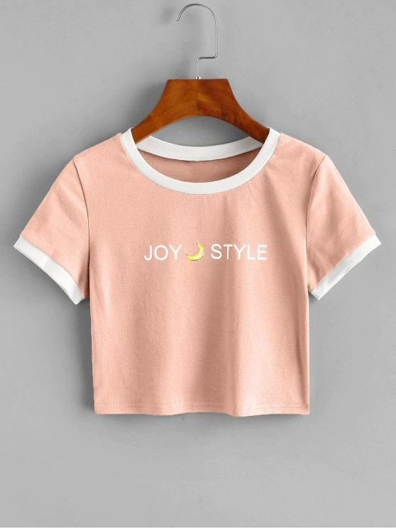 Contrast Graphic Crop Top for Women