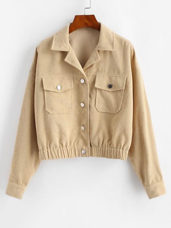 Corduroy Flap Pocket Drop Shoulder Jacket - LuckyFash™