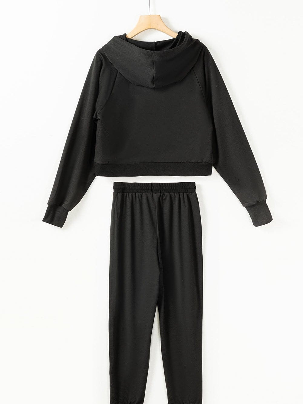 Cozy Black Hoodie and High Waist Pants Lounge Ensemble