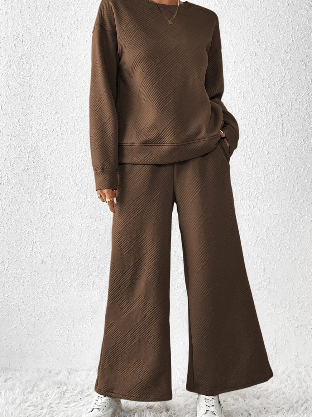 Cozy Brown Ribbed Lounge Set