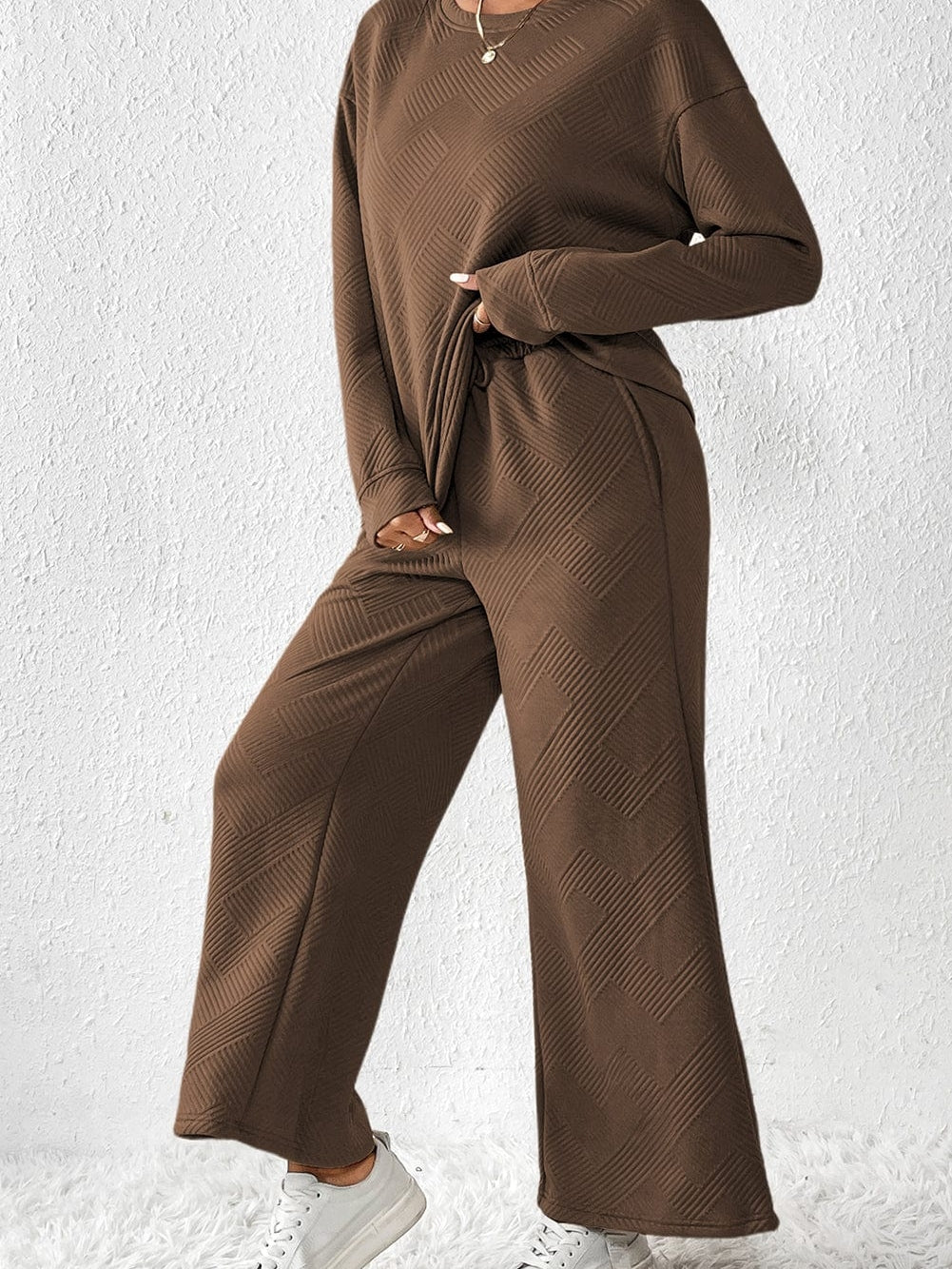 Cozy Brown Ribbed Lounge Set