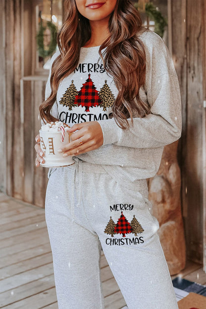 Cozy Gray Christmas Tree Graphic Lounge Set