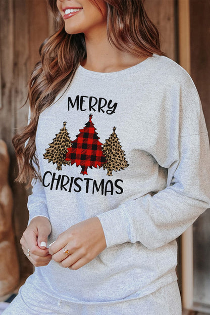 Cozy Gray Christmas Tree Graphic Lounge Set