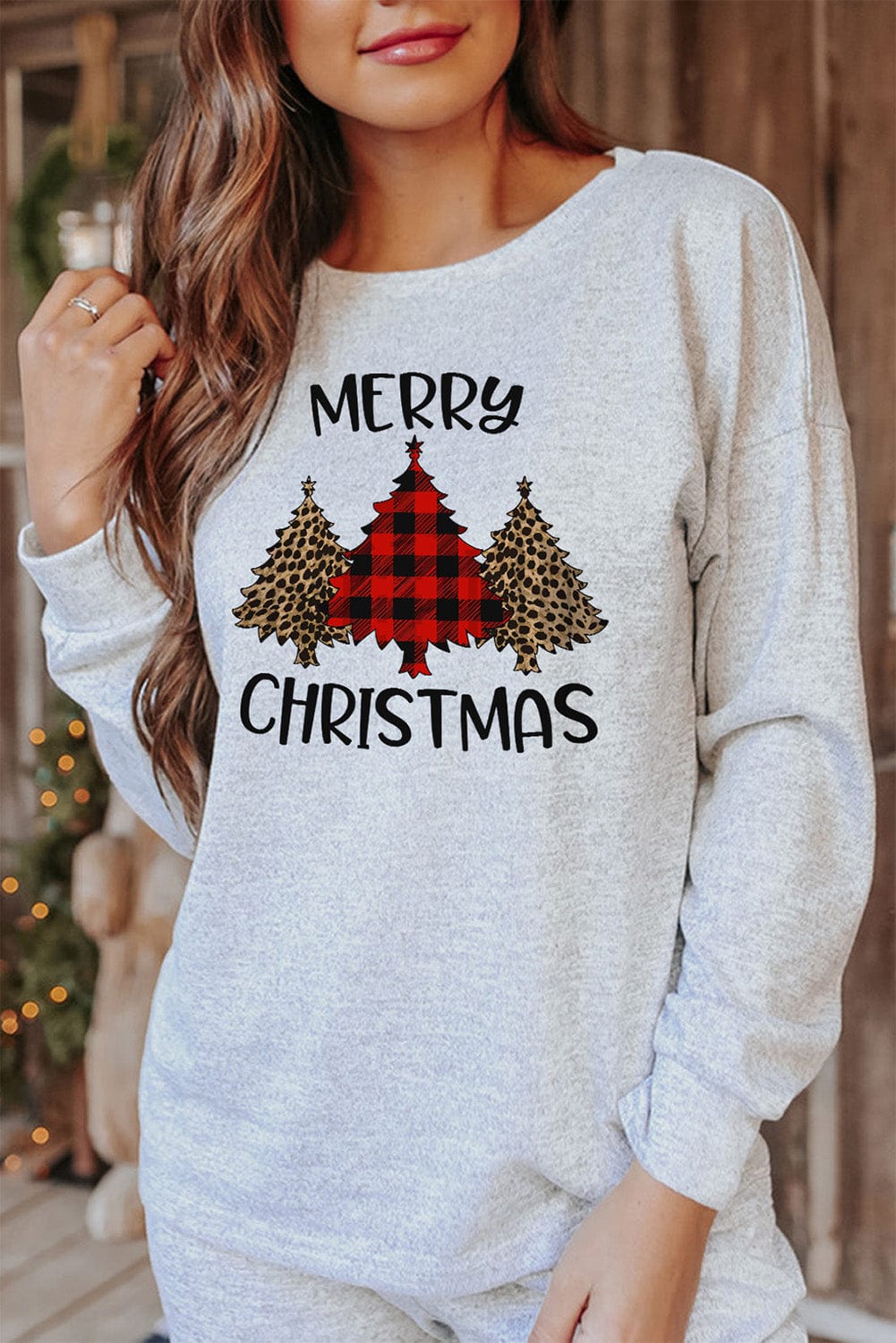 Cozy Gray Christmas Tree Graphic Lounge Set