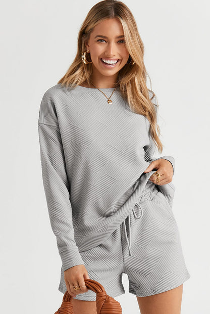 Cozy Grey Ribbed Two-Piece Lounge Set