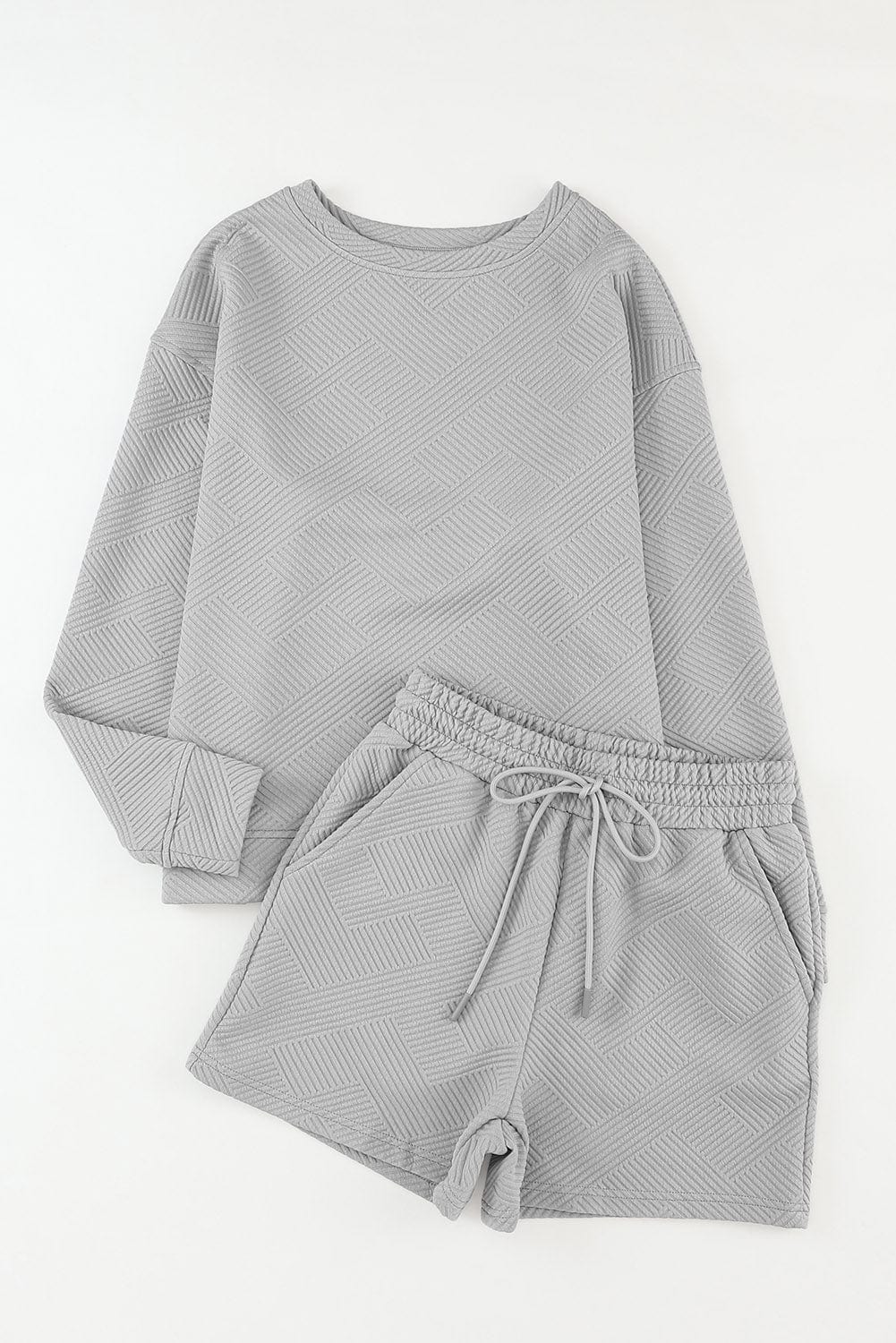 Cozy Grey Ribbed Two-Piece Lounge Set