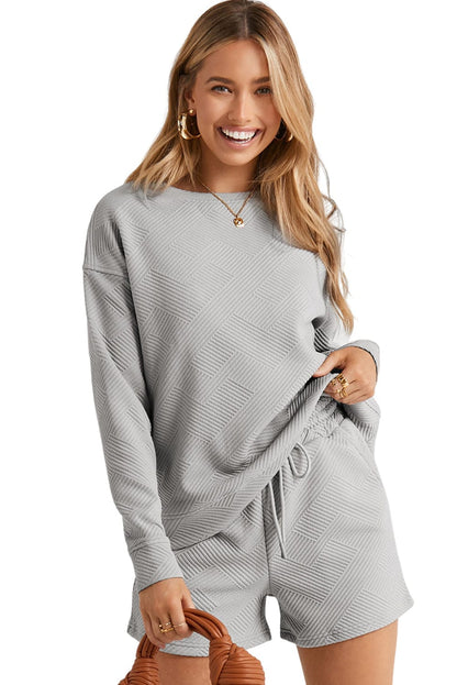 Cozy Grey Ribbed Two-Piece Lounge Set