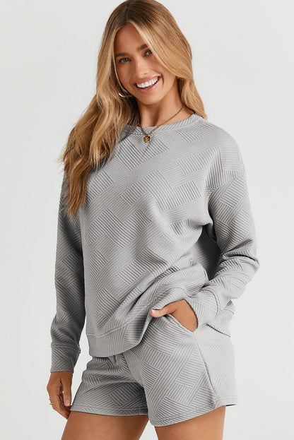 Cozy Grey Ribbed Two-Piece Lounge Set