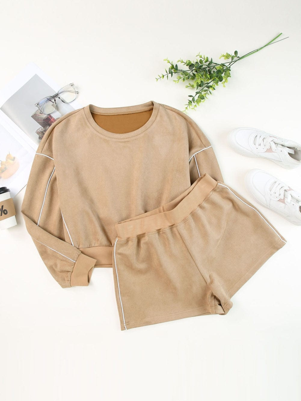 Cozy Khaki Long Sleeve Lounge Set