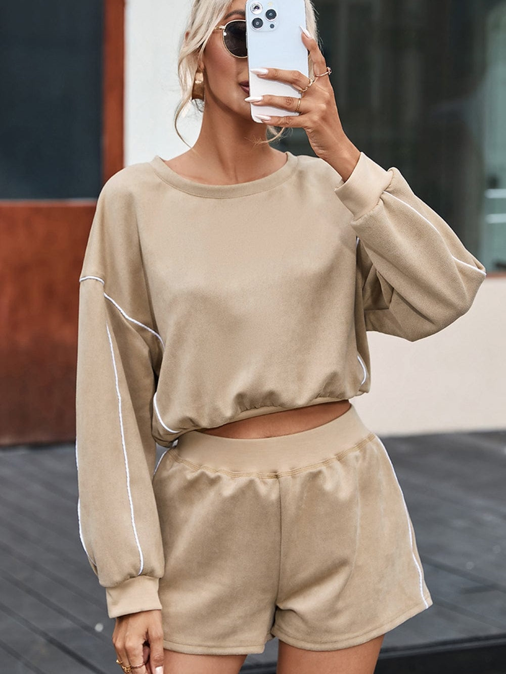 Cozy Khaki Long Sleeve Lounge Set