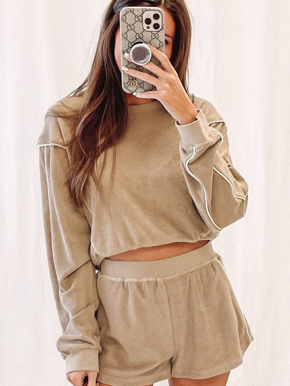 Cozy Khaki Long Sleeve Lounge Set