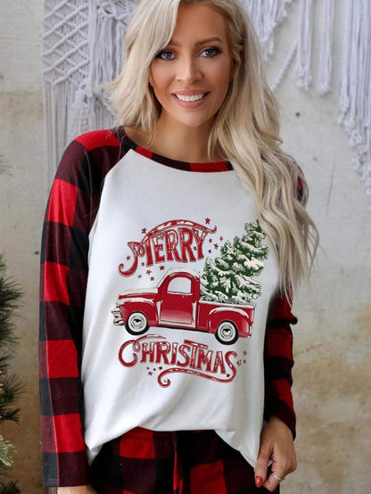 Cozy Red Plaid Christmas Lounge Set