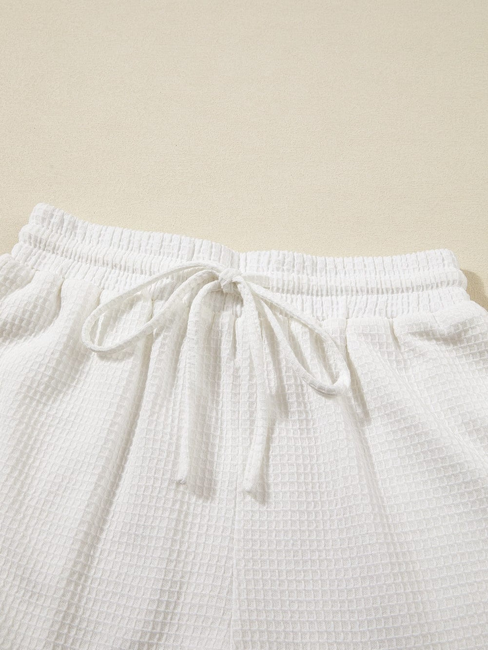 Cozy Waffle Knit White Shorts Set with Tee