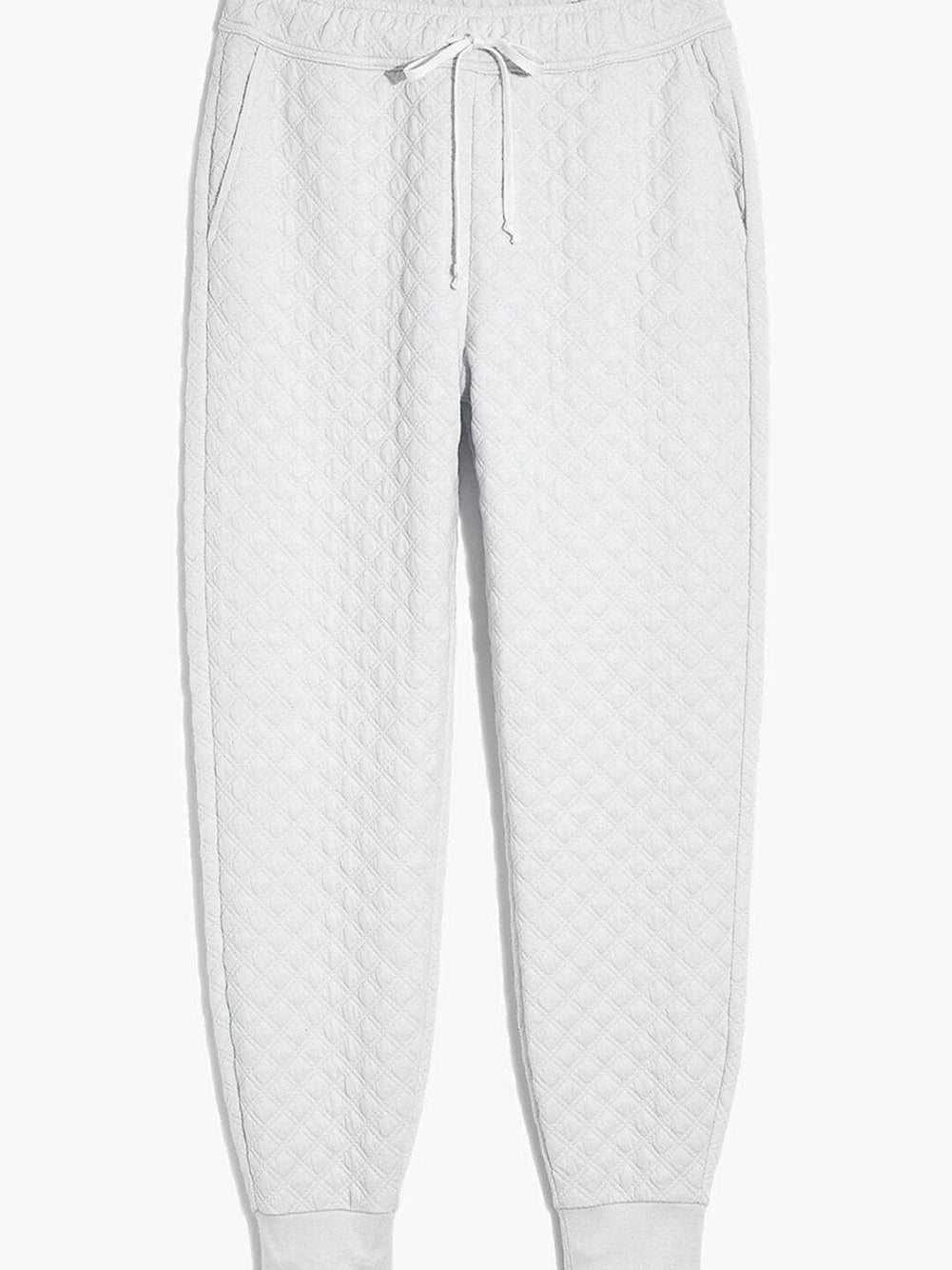 Cozy White Quilted Lounge Set with Hoodie and Joggers