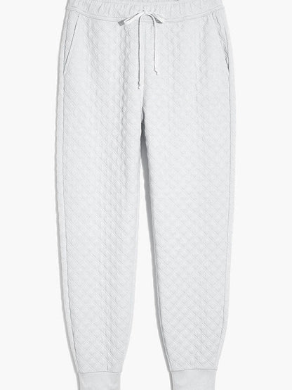 Cozy White Quilted Lounge Set with Hoodie and Joggers