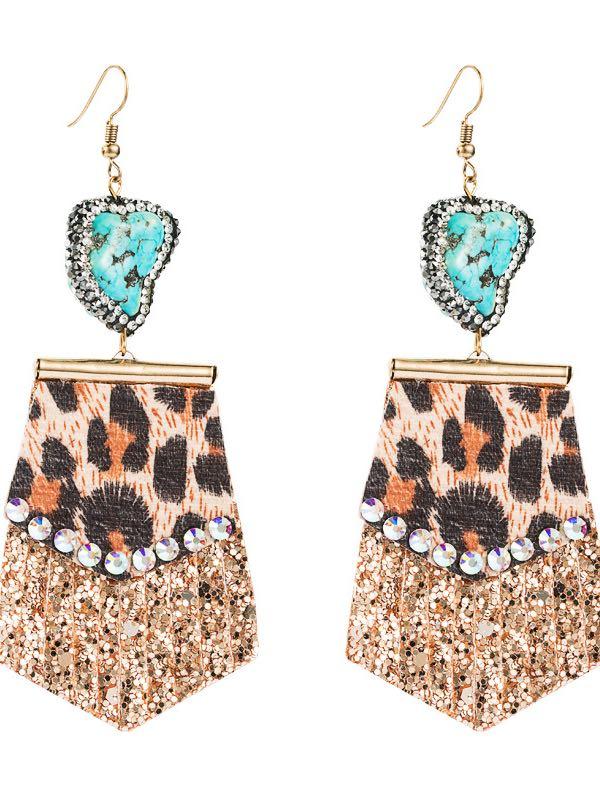 Creative Leopard Sequined Splicing Rhinestone Earrings - LuckyFash™