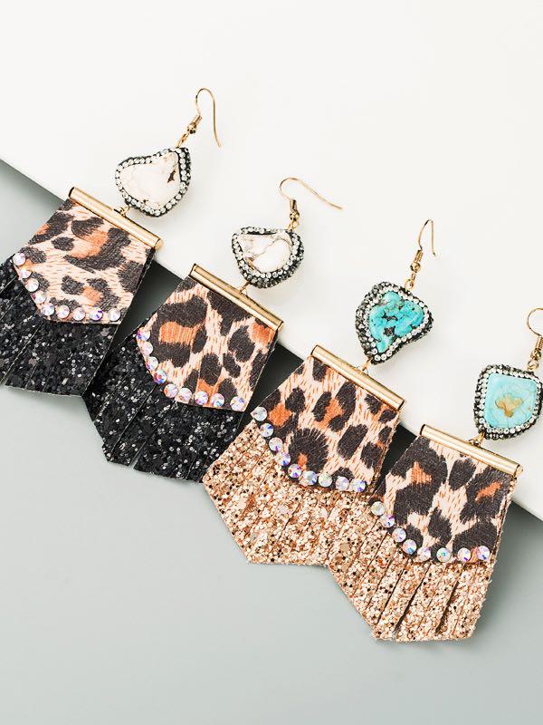 Creative Leopard Sequined Splicing Rhinestone Earrings - LuckyFash™