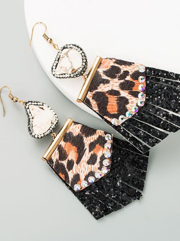 Creative Leopard Sequined Splicing Rhinestone Earrings - LuckyFash™