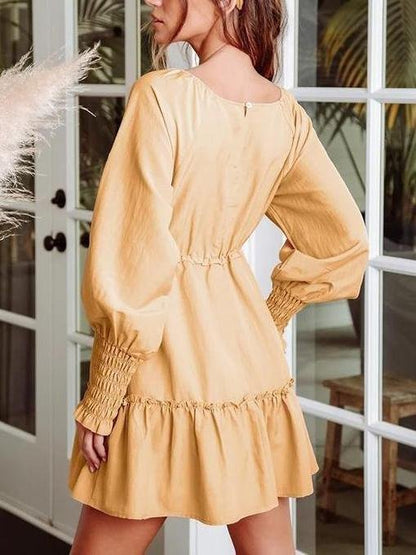 Creative Light Ruffled Long Sleeve Mini Dress - LuckyFash™