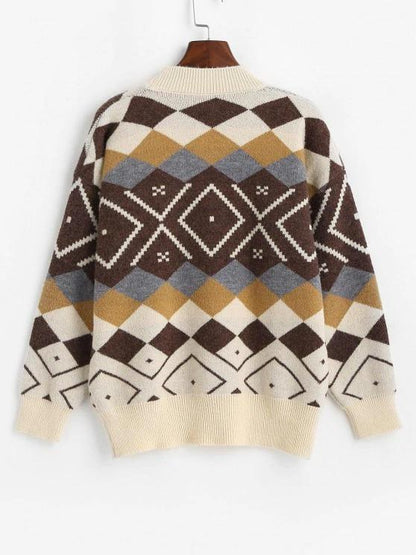 Crewneck Argyle Pattern Sweater - LuckyFash™