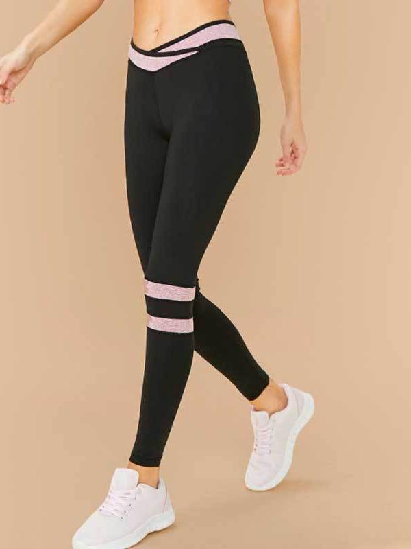 Cross Waist Stripe Workout Leggings - LuckyFash™