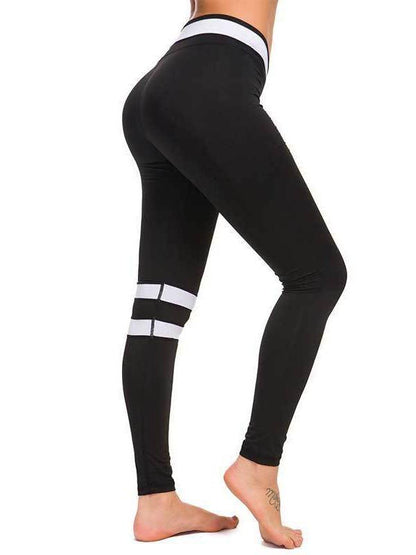 Cross Waist Stripe Workout Leggings - LuckyFash™