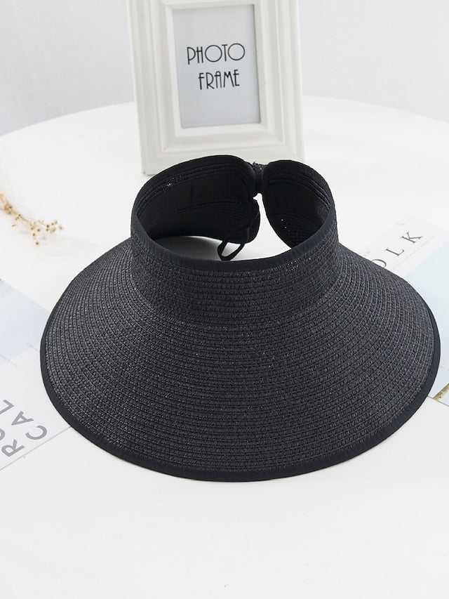 14 Colors Summer Folding Empty Top Hat Straw Hat Sun Hat Beach Hat Sunshade Sun Hat Panama Women's Men's Straw Hat - LuckyFash™