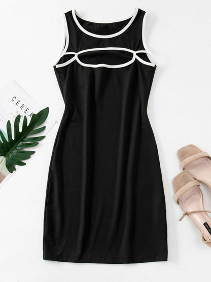 Cutout Binding Bodycon Tank Dress for Women