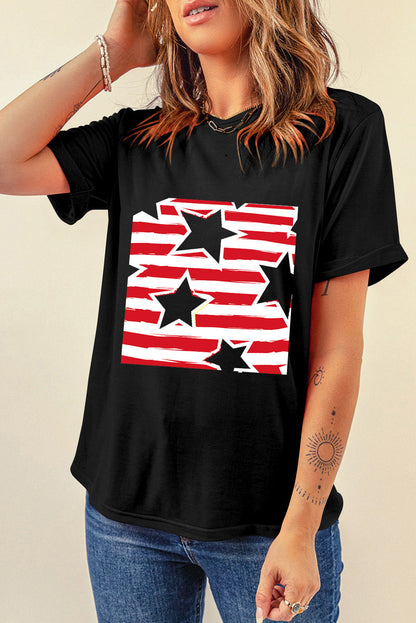 Black Independence Star Stripes Flag T-Shirts