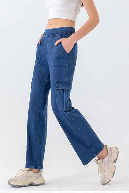 Buttoned Pocketed Long Jeans
